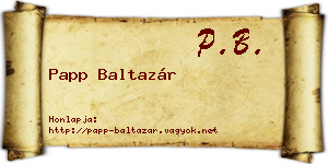 Papp Baltazár névjegykártya
